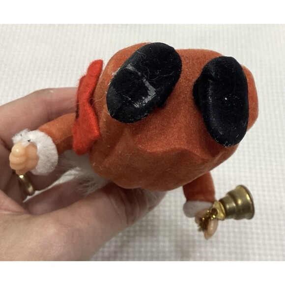 Flocked Plastic Old World Santa Christmas Ornament With Fur Hat & Bell 5” - Picture 10 of 12